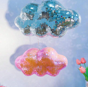 Reflective pink cloud disco decor â cute dorm or wedding gift.