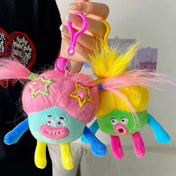 Plush Hair Doll Keychain – Korean Funny Colored Hair Doll