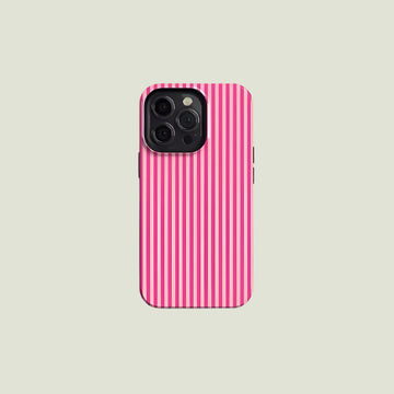Pink striped aesthetic phone case for iPhone 16, 15, 14 Pro Max