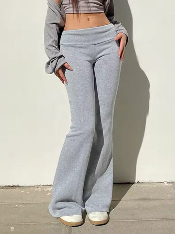 Y2K aesthetic flared trousers for trendy everyday looks