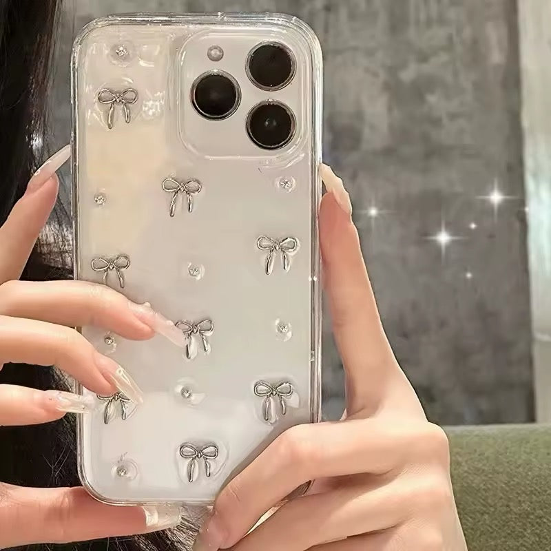 Sparkling epoxy iPhone case with elegant bowknot