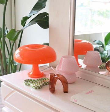 Retro orange mushroom lamp the feelz danish pastel room decor