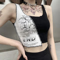 Aesthetic Letter and Graphic Print on Tank Top