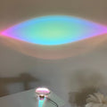 Sunset effect crystal lamp on wood table