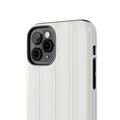 Beige and purple striped iPhone case with glossy pastel finish