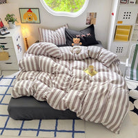 Black Striped Cotton Bedding Set
