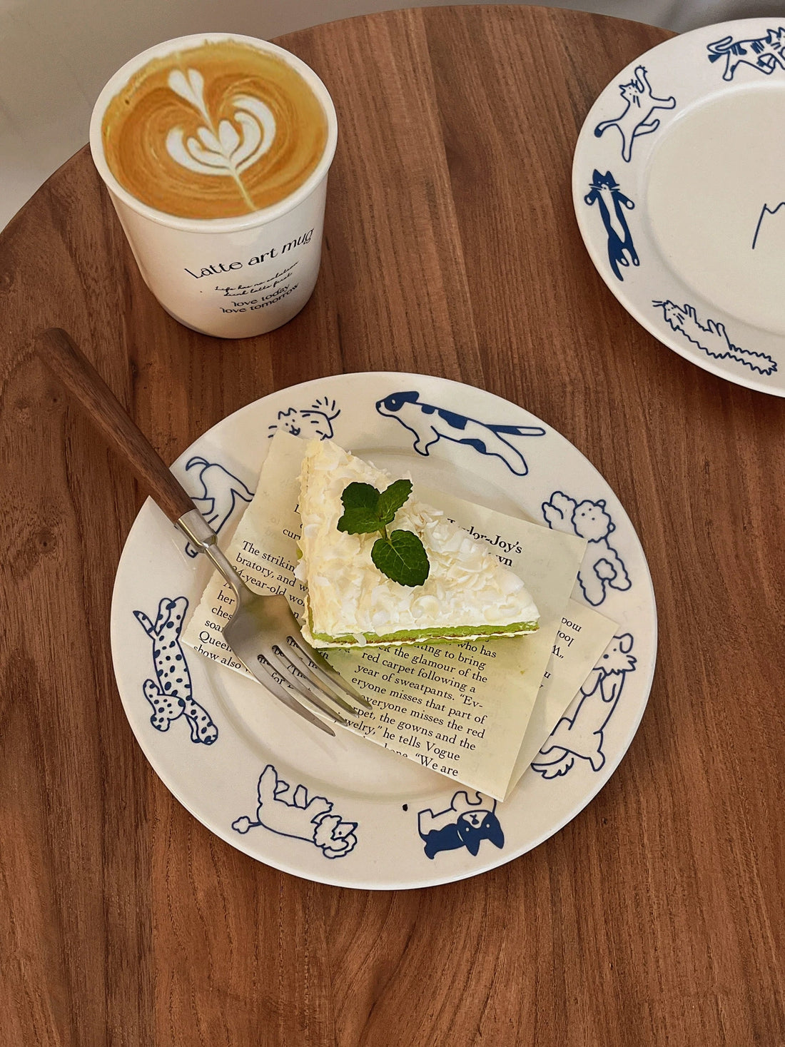 Vintage blue ceramic plate for aesthetic kitchen decor