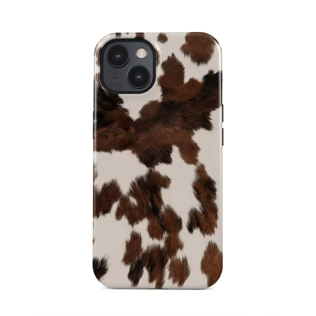 Cute cow iPhone case with brown and white fur pattern