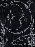 Sun tarot tapestry with radiant beams and sunflowers beneath, accented with cream fringe.