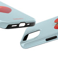 Blue aesthetic phone case for iPhone with trendy heart tomato design