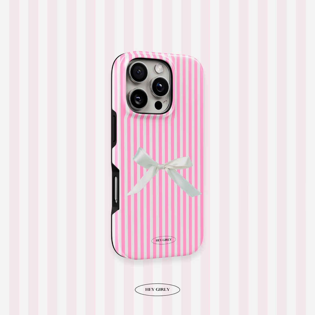 Vertical stripe bow phone case matching pink purse and gloss