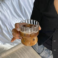 High-temperature resistant wavy glass cup for milk, water, and whiskey. Retro aesthetic drinkware for home and bar decor.
