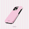 Soft girl iPhone case with red and pink stripes for daily mirror selfies