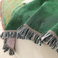 Farmhouse living room styled with rustic sheep woven cotton blanket.