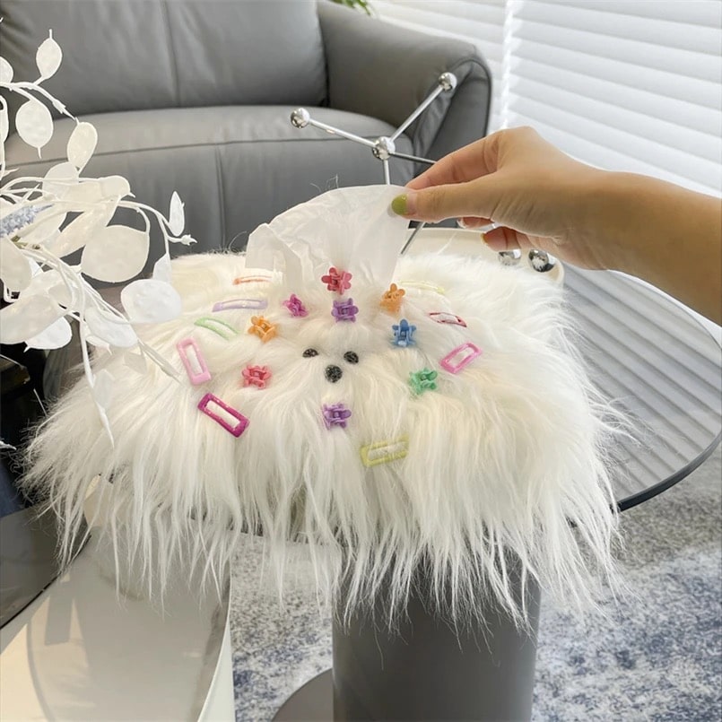 Danish pastel dog decor tissue holder for bedroom