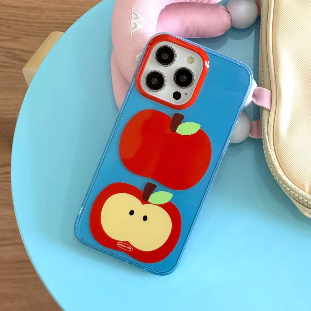 Aesthetic Korean-style phone case featuring cartoon fruit design