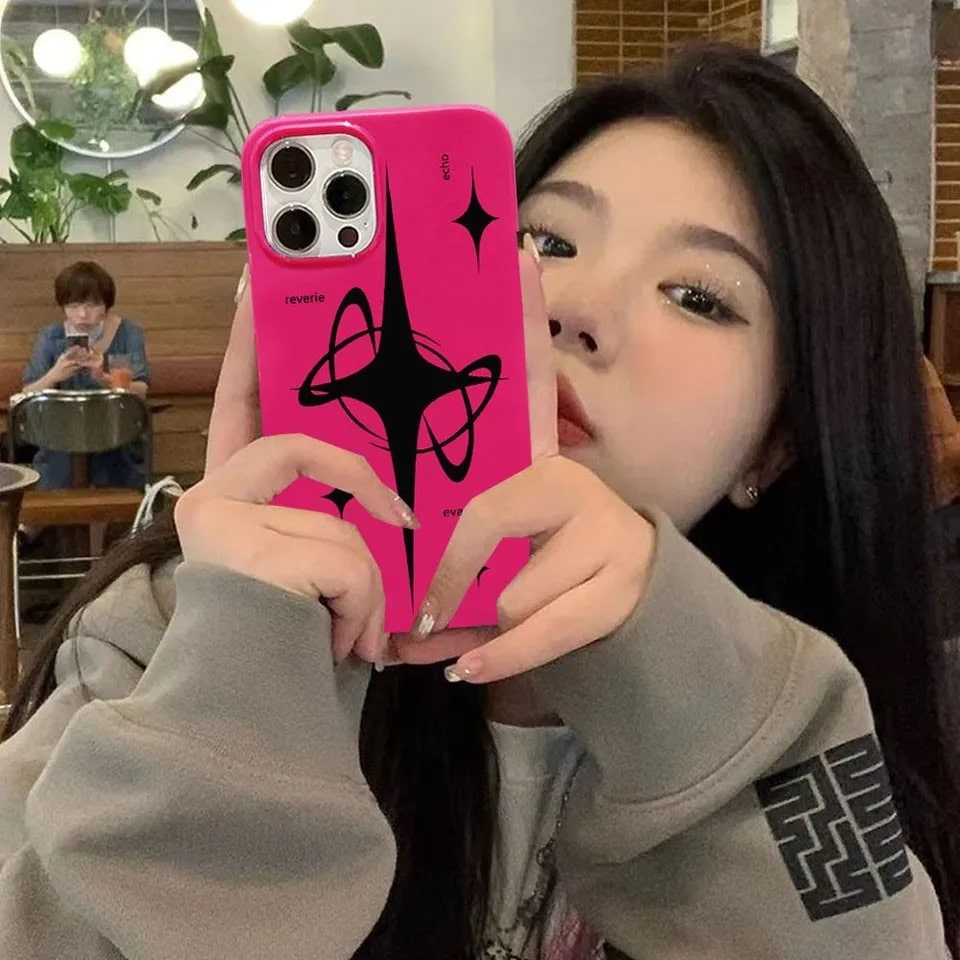 Cute Pink Star iPhone Cover – Vintage Y2K Style