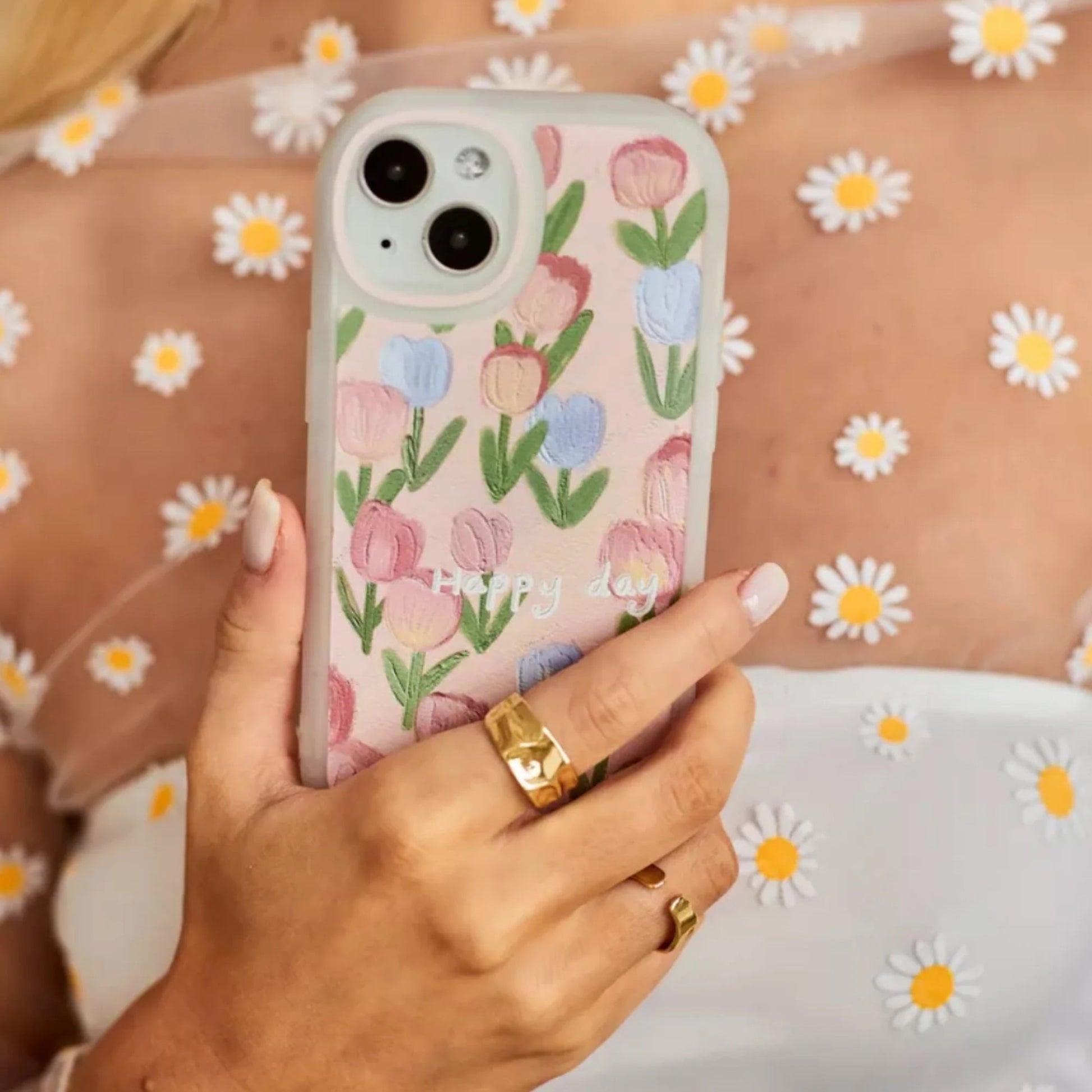 Cute Retro Fairy Phone Cover – Pink Flowers Design