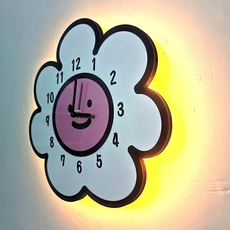 Cute bedroom sunflower wall clock with silent feature
