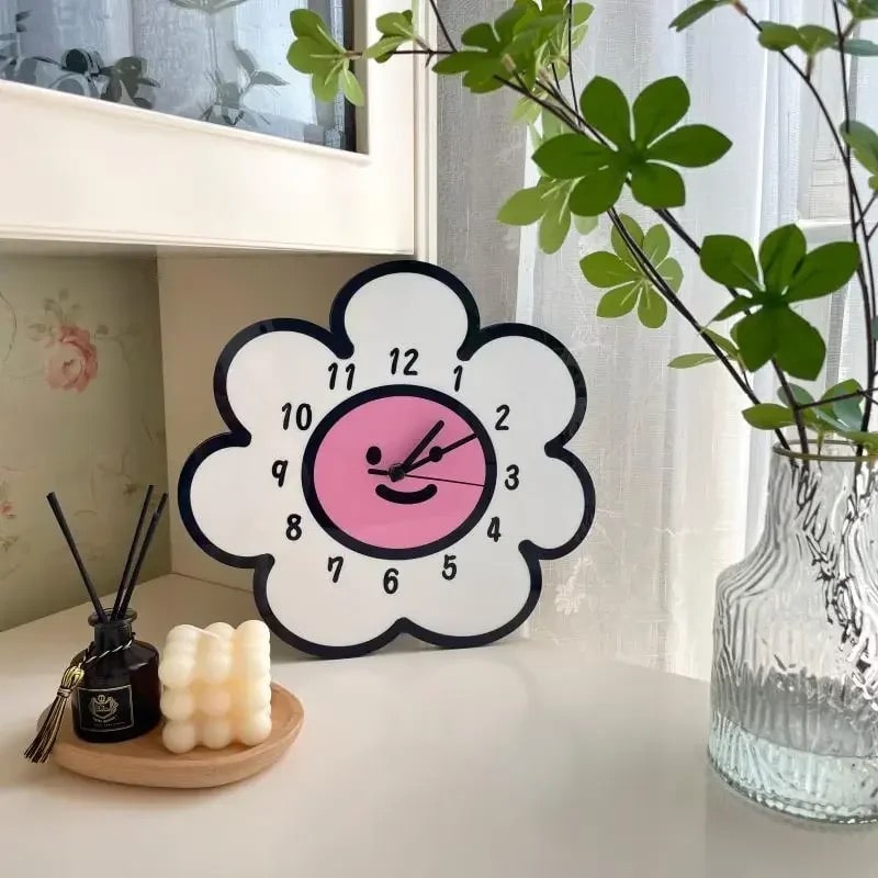 Sunflower cartoon wall clock for decorative room decor