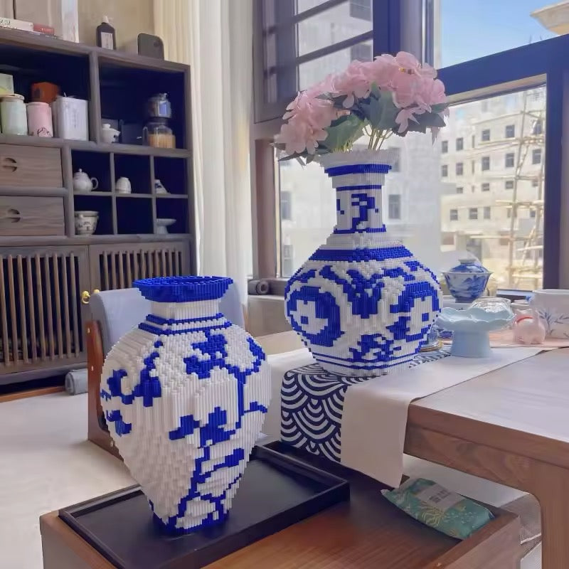 Vase placed on a dining table, complementing traditional Chinese interior design.
