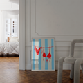Playful coastal fish print in minimalist retro style, great for dopamine-inspired wall setups.