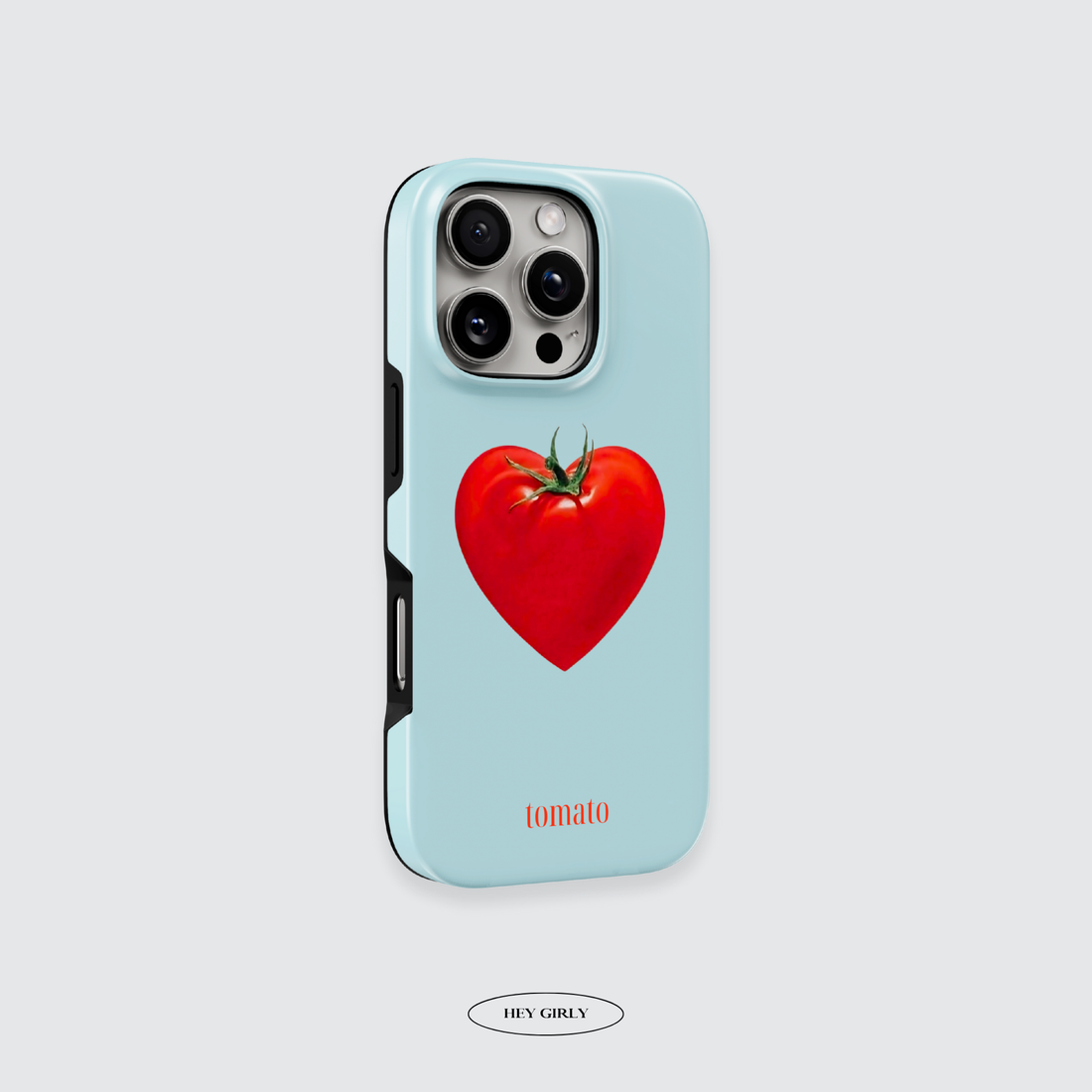 Glossy tomato heart phone cover for iPhone in clean girl style.