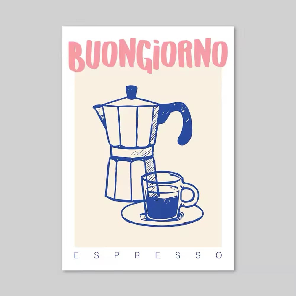 Minimalist espresso wall print for kitchen and home