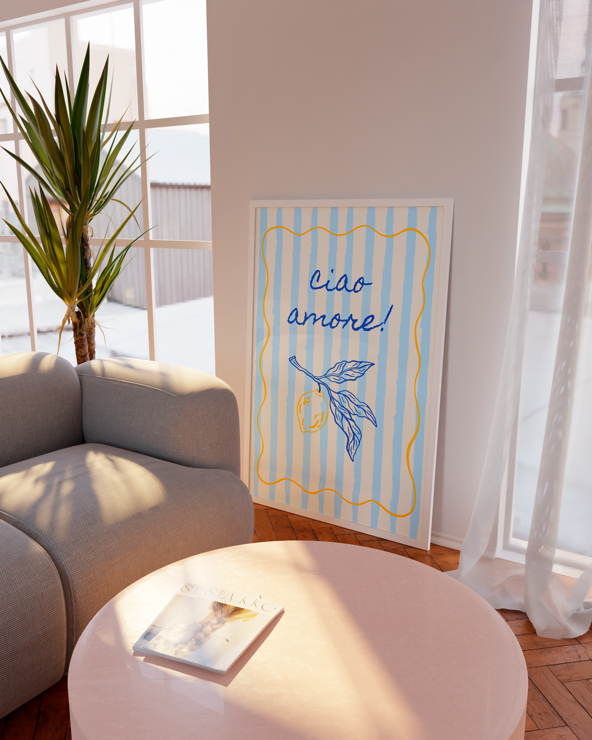 Cute Ciao Bella digital art for gallery walls and colorful kitchen vibes