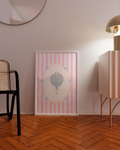 Bunny poster digital file in soft pastel stripe design