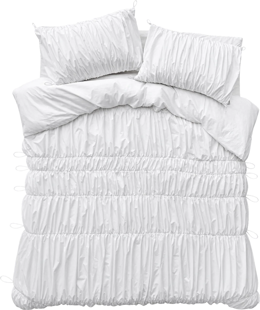 White ruched bedding set from The Feelz