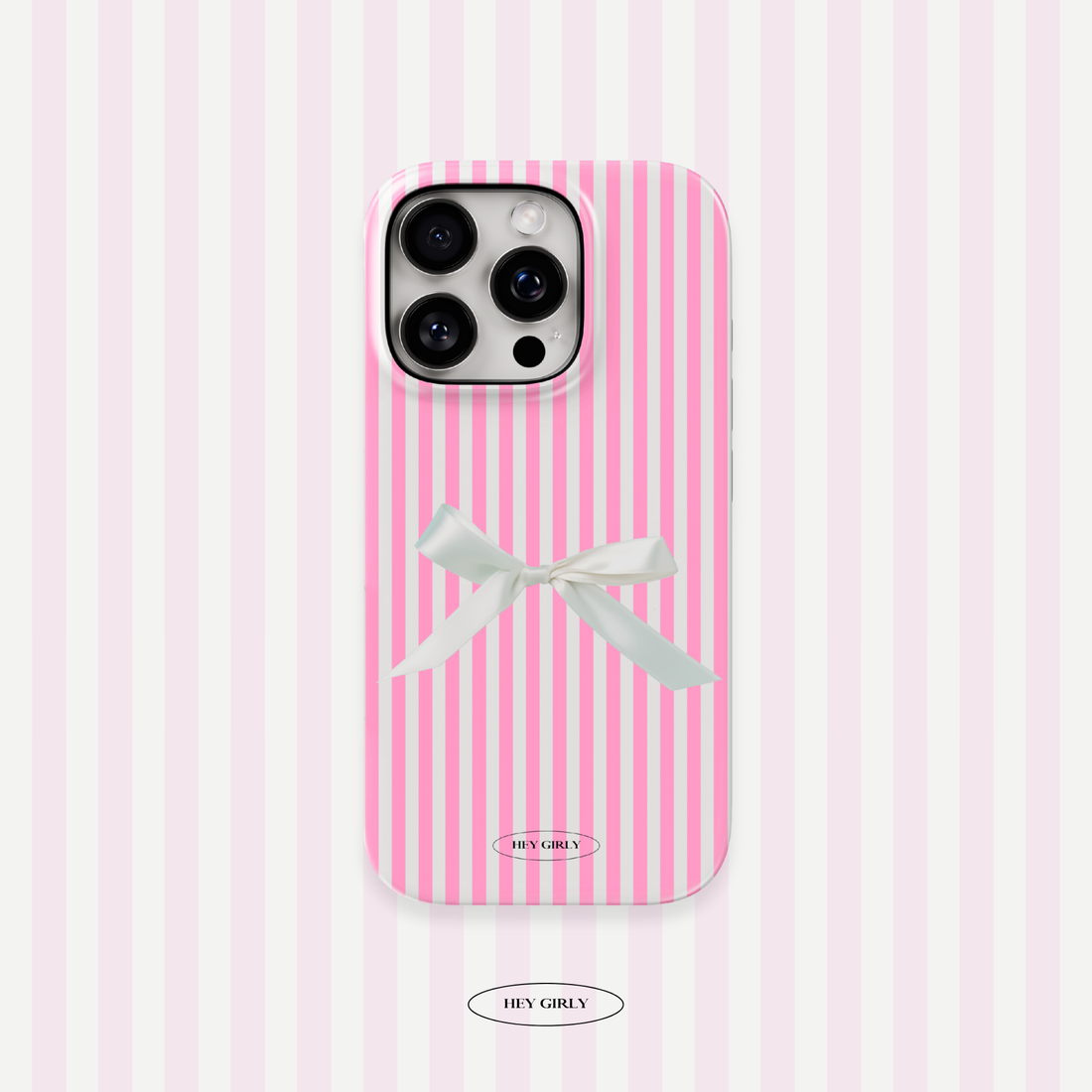 Vertical stripe bow phone case matching pink purse and gloss