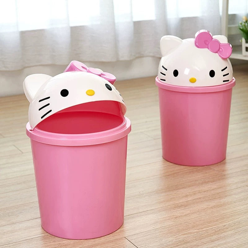 Hello Kitty kawaii trash can with detachable lid for home decor