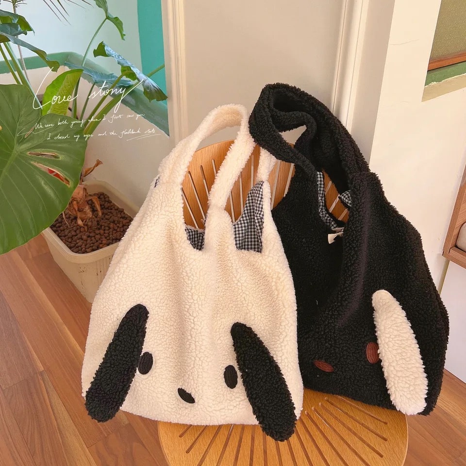 Plush Tote Bag with Big Puppy Ears