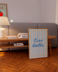 Blue-striped lemon poster printable with colorful summer aesthetic for home decor