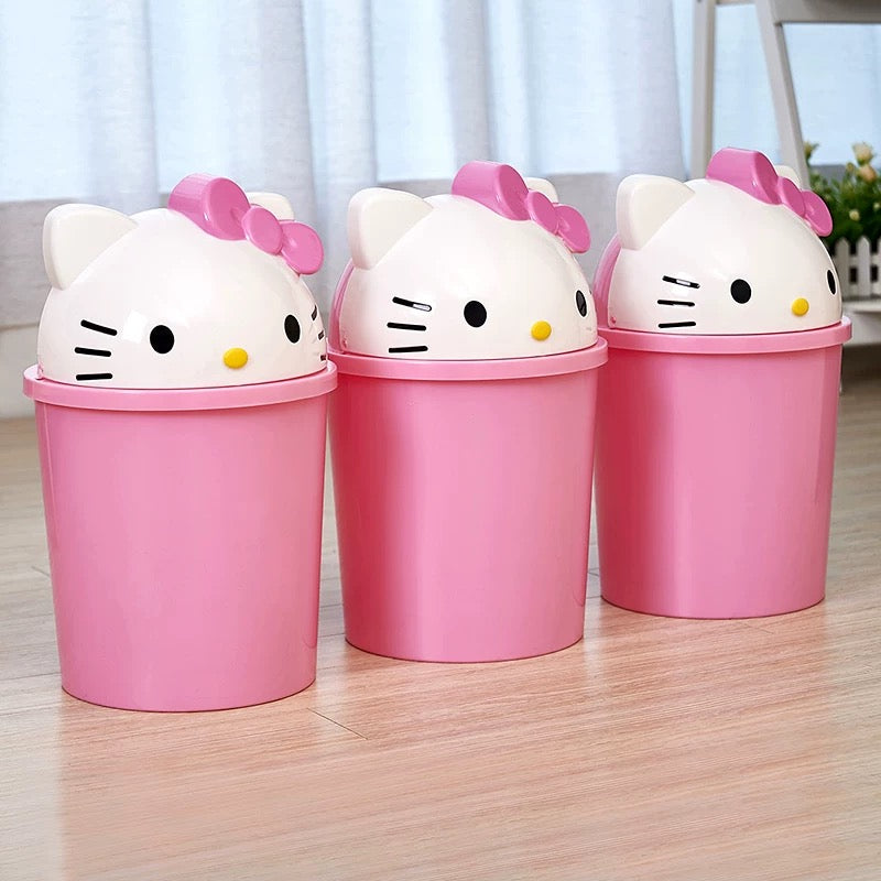 Hello Kitty kawaii trash can with detachable lid for home decor