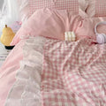 Princesscore aesthetic bedding with lace pillowcases and pastel sheets
