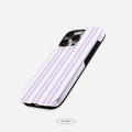 Phone case with purple stripes on a white background