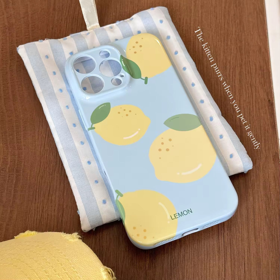 Fresh lemon fruit iPhone case with shockproof edges and glass lens