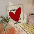 Minimalist red heart canvas print for bedrooms