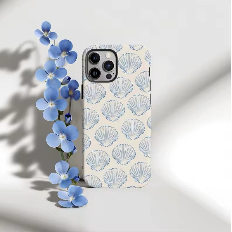 Mermaidcore ocean-themed phone case with retro patterns