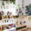 Witchcore moon mirror wall art with crescent & full moon shapes. No tools required — self-adhesive!