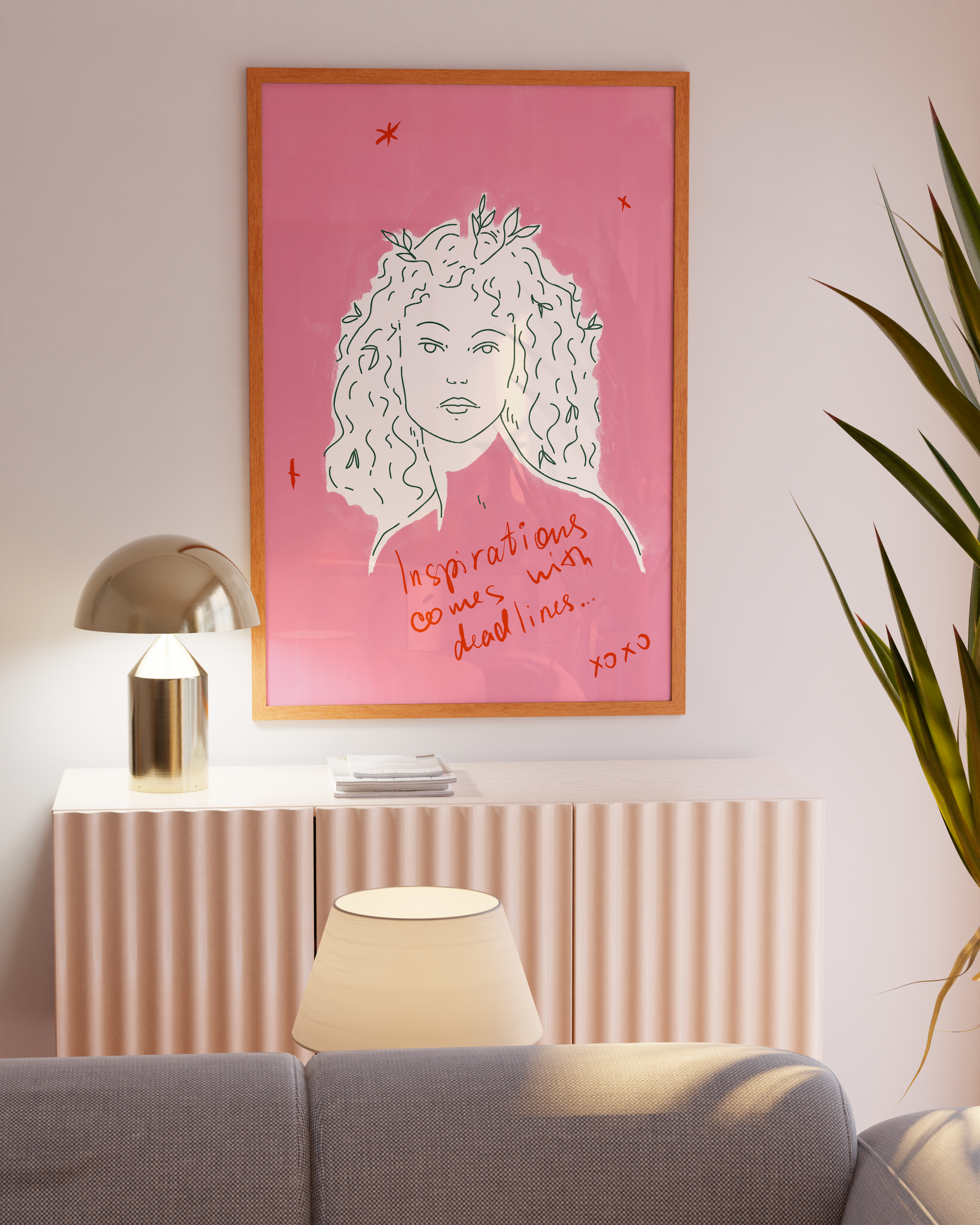 Inspiring poster for women who thrive under pressure — cute and witty decor.