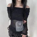 Harajuku aesthetic Y2K off shoulder slim fit shirt