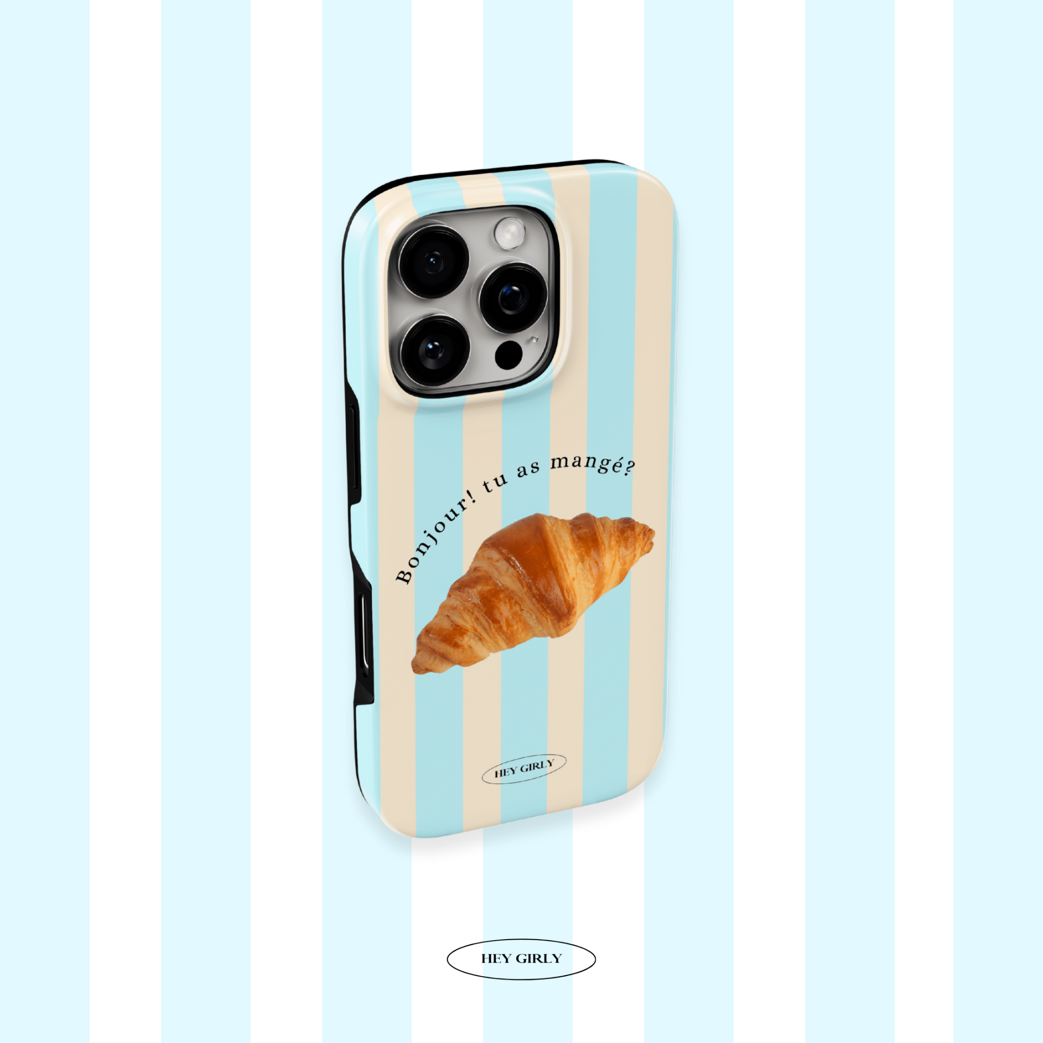 Pinterest-ready croissant iPhone case with glossy tough shell
