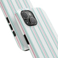 Aesthetic phone flat‑lay featuring the pastel striped case with cozy dorm décor, perfect for TikTok and Pinterest.
