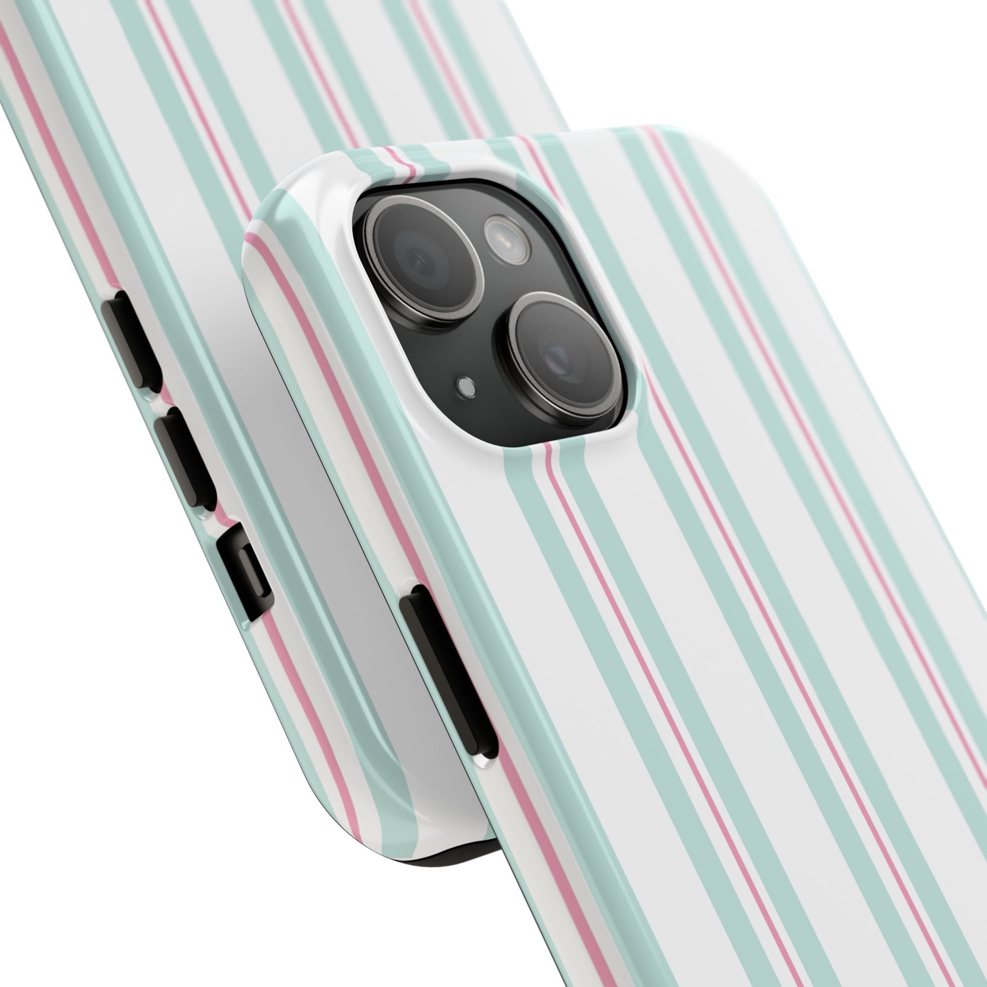 Aesthetic phone flat‑lay featuring the pastel striped case with cozy dorm décor, perfect for TikTok and Pinterest.
