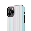 Phone case with pastel striped design on a white background