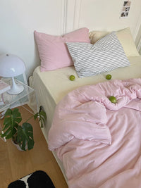 Pink Jersey Knit Duvet Cover Set