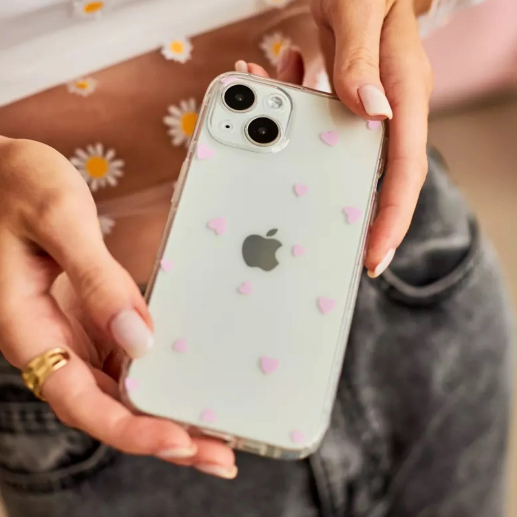 Pink Soft Girl Style Phone Case – Cute Love Hearts